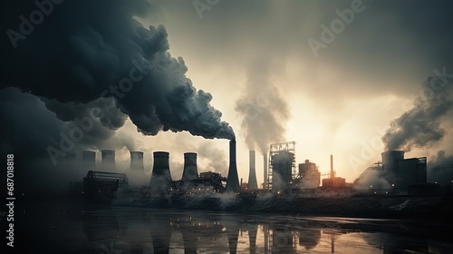 soot and smoke from industrial exhausts, raising the question of climatic changes and air pollution photo