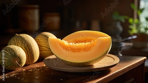 fresh fragrant melon, adding sweetness and juiciness to the culinary compositional photo
