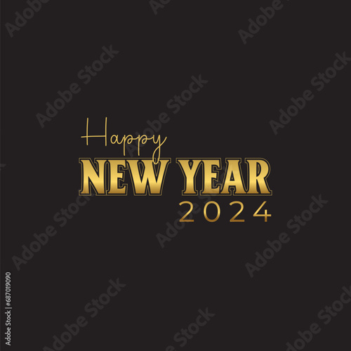 Happy New Year 2024 Wishes abstract vector clean minimalist glitter background modern greeting social media ready flashy background