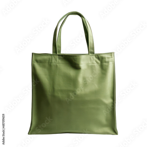 Green Canvas Tote Bag Isolated on Transparent or White Background, PNG