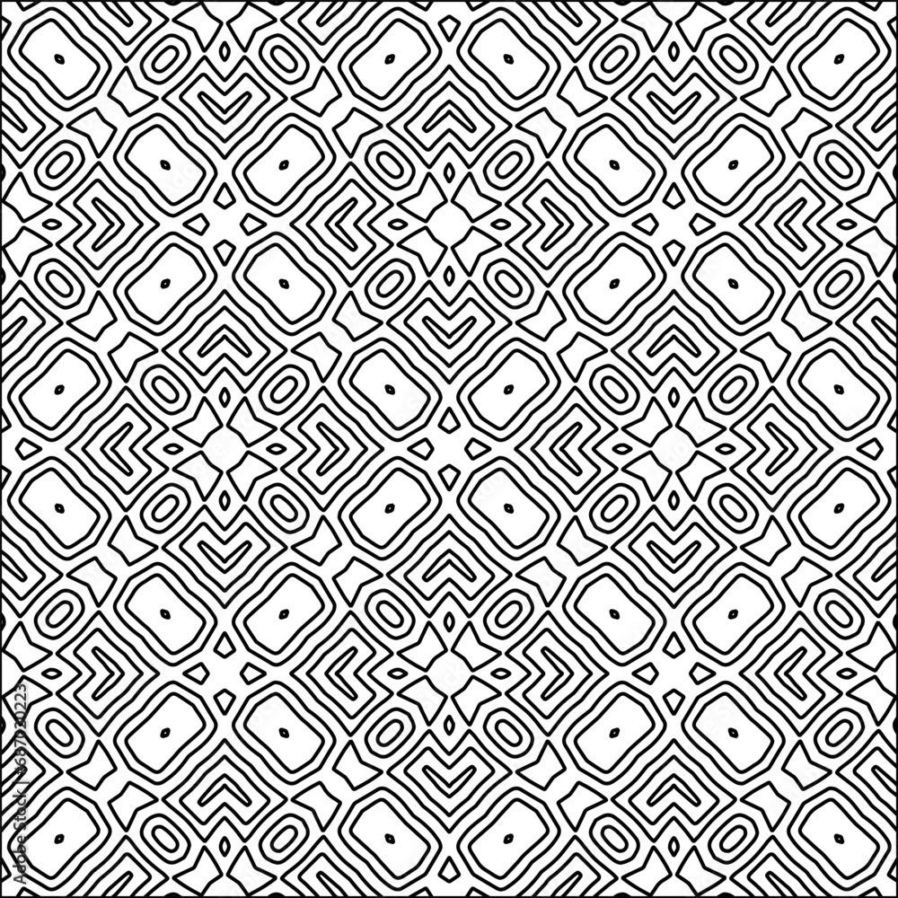  Figures from lines.Abstract background. Black  pattern for web page, textures, card, poster, fabric, textile. Repeat pattern. 