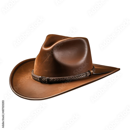 Brown Cowboy Hat Isolated on Transparent or White Background, PNG