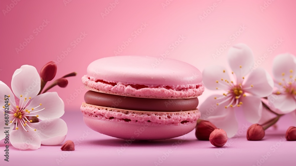 Pink Macaron with Cherry Blossoms Pink Macaron with Cherry Blossoms