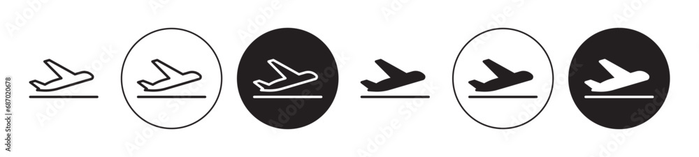 Departures vector illustration set. Departures flight icon suitable for apps and websites UI designs.