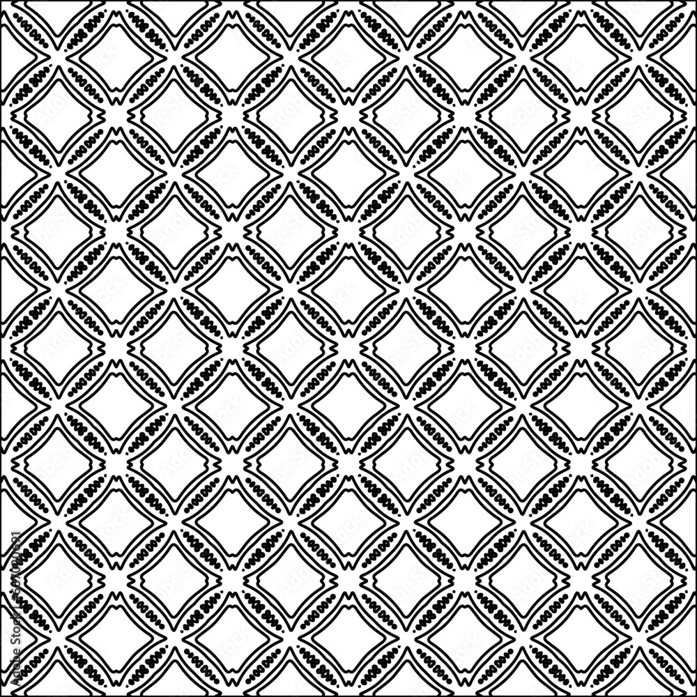 Fototapeta premium Figures from lines.Abstract background. Black pattern for web page, textures, card, poster, fabric, textile. Repeat pattern. 