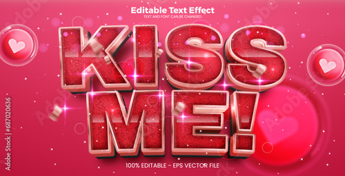Kiss me editable text effect in modern trend style