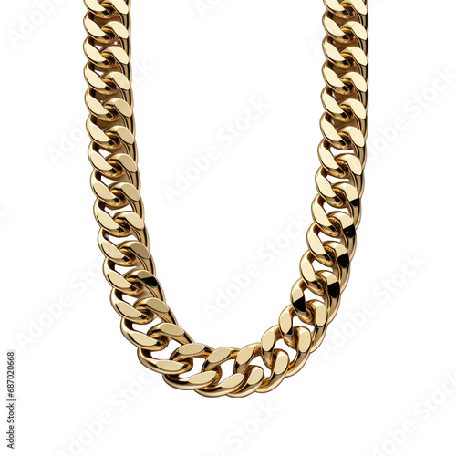 Gold Chain Necklace Isolated on Transparent or White Background, PNG