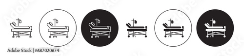 Hospital bed vector illustration set. ICU room treatment bed icon suitable for apps and websites UI designs.