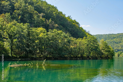 The River Una near Lohovo  Bihac  in the Una National Park. Una-Sana Canton  Federation of Bosnia and Herzegovina. Early September