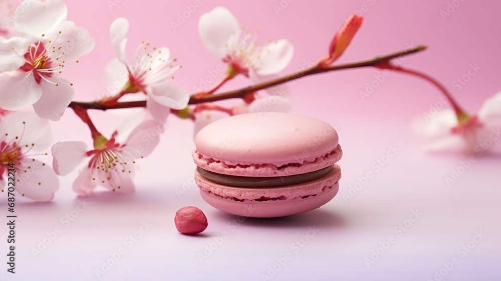 Pink Macaron with Cherry Blossoms Pink Macaron with Cherry Blossoms