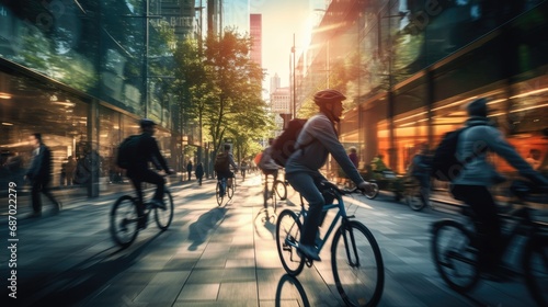 People Cycling in City