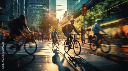 People Cycling in City
