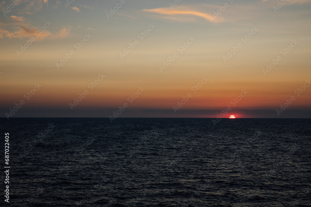 Beautiful landscape of sea ocean and sunset sky