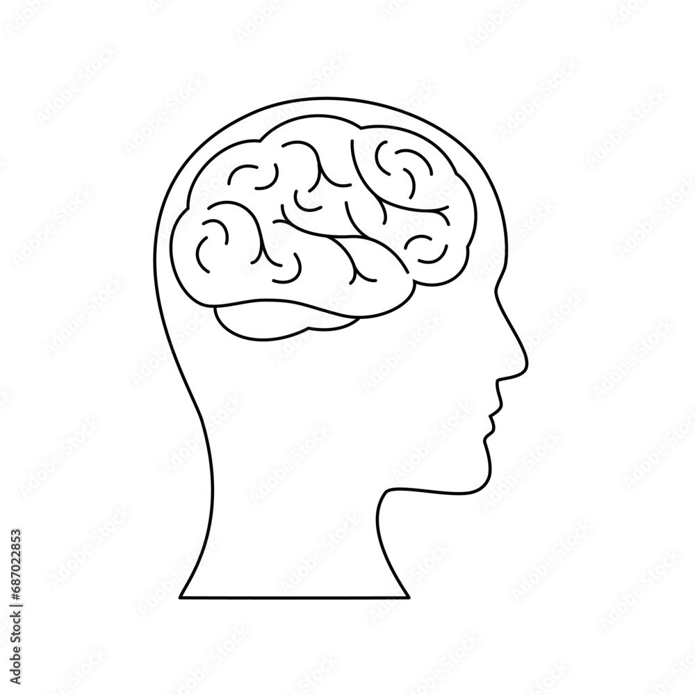 Human brain icon. Vector illustration on a white background. Human brain icon. Vector illustration on a white background.