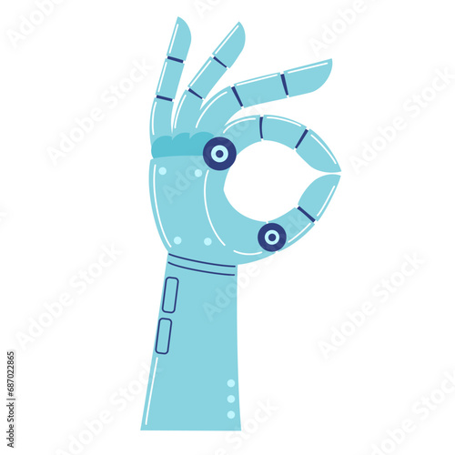 Robot hand, innovation artificial technology cyborg droid arm. Vector illustration.