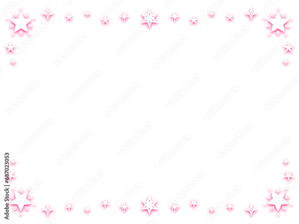 白とピンクのシンプルで可愛い星のキラキラフレーム