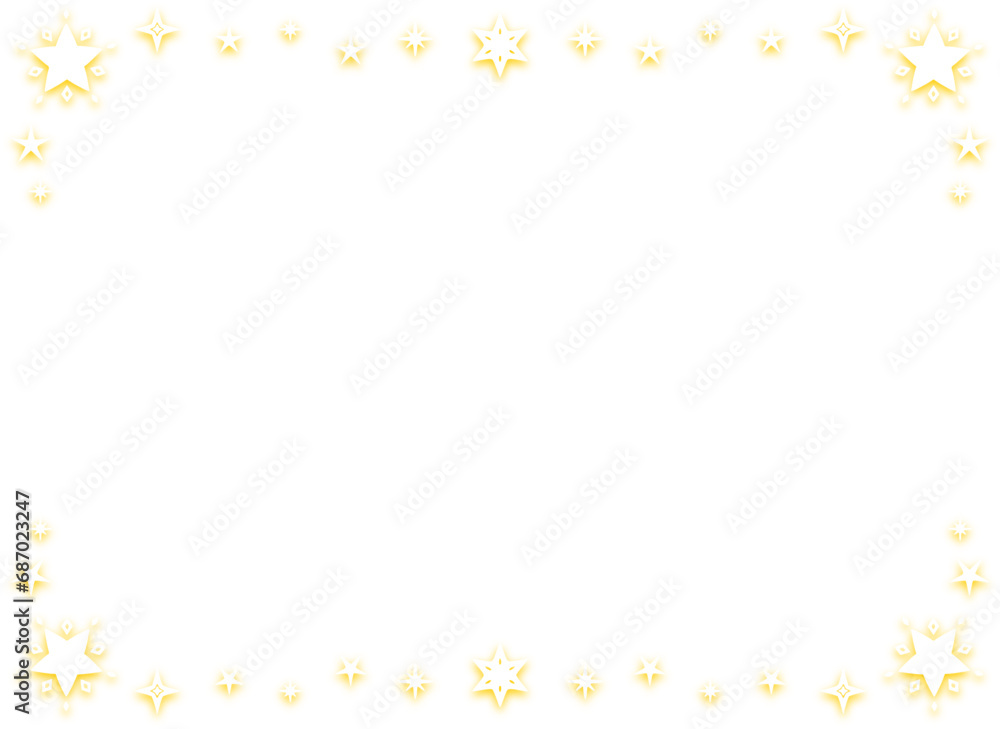 白と黄色のシンプルで可愛い星のキラキラフレーム