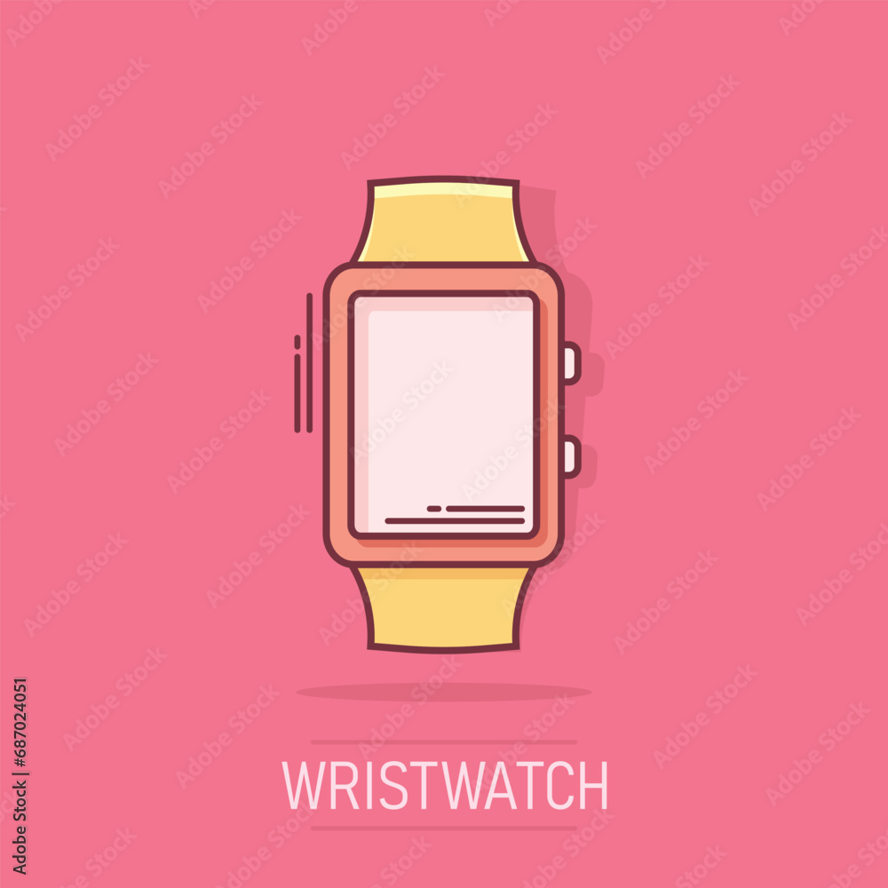 Vector cartoon watch icon in comic style. Clock sign illustration pictogram. Timer business splash effect concept. Vector cartoon watch icon in comic style. Clock sign illustration pictogram. Timer business splash effect concept.