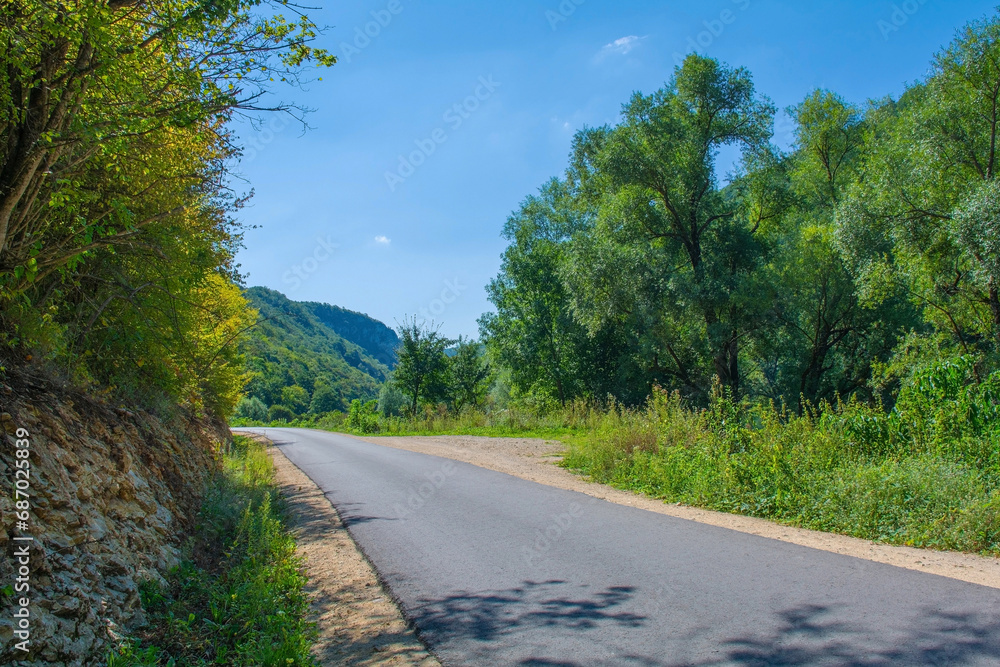 A country road near Orasac, Bihac, in the Una National Park. Una-Sana Canton, Federation of Bosnia and Herzegovina. Early September