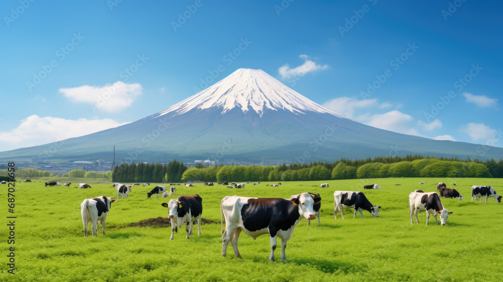 Cows eating lush grass. Green Pastures. Cows Grazing on Lush Grass Fields Cows eating lush grass. Green Pastures. Cows Grazing on Lush Grass Fields