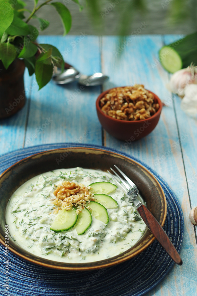 A traditional dish of Bulgarian cuisine - Snezhanka salad A traditional dish of Bulgarian cuisine - Snezhanka salad