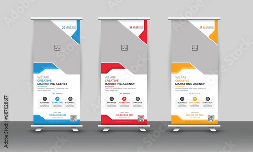 Modern Corporate business standee rollup banner bundle design
