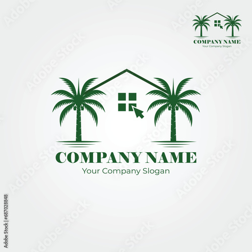 Wallpaper Mural Vector logo design of house palm tree Torontodigital.ca