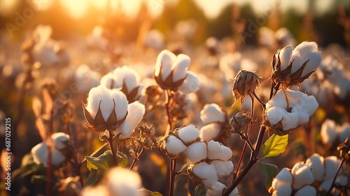 A blooming organic cotton plant in a sustainable photo