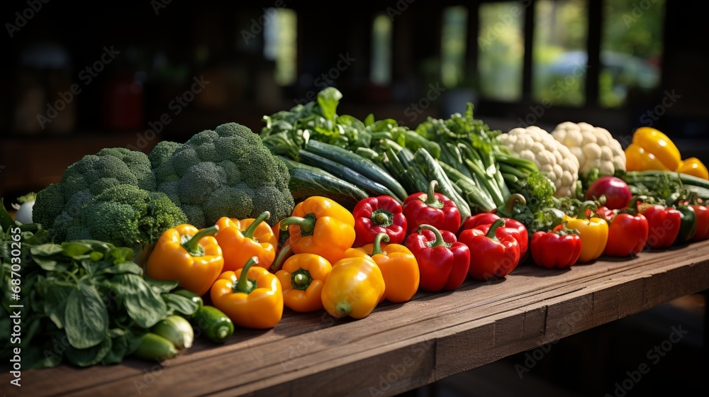 A display of fresh and organic vegetables at a farme A display of fresh and organic vegetables at a farme