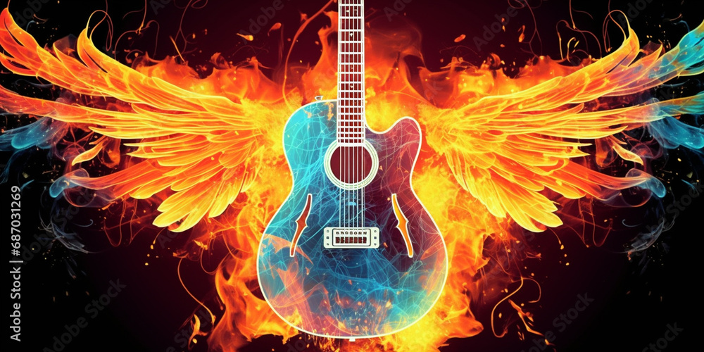 Angelic Flames Acoustic Guitar