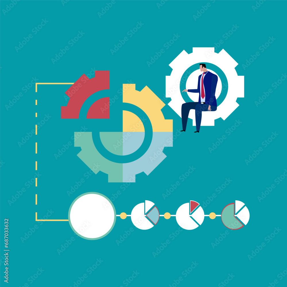 Obraz premium Pie chart for reports and presentations UI, WEB. Simulated pie chart of a businessman who wants to share profits.
