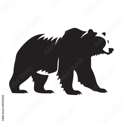 A black Silhouette grizzly bear animal