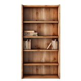 A tall wooden bookshelf isolated on a transparent background