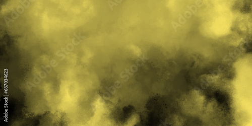 Light yellowish smoke on black watercolor background for your design, Realistic yellow colorful smoke clouds, mist effect watercolor background victor concept. Vapor in air, steam flow Vector.