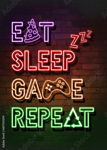 eat sleepgame repeat brick wall