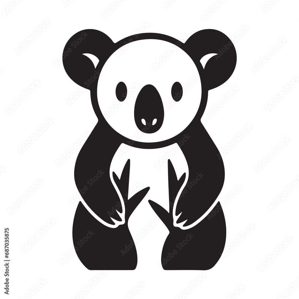 Naklejka premium A black Silhouette Koala animal vactor