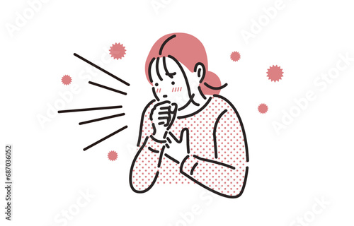 風邪をひいて咳をする女性