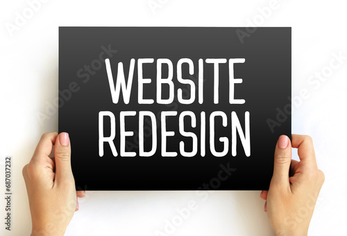 Website Redesign text on card, concept background