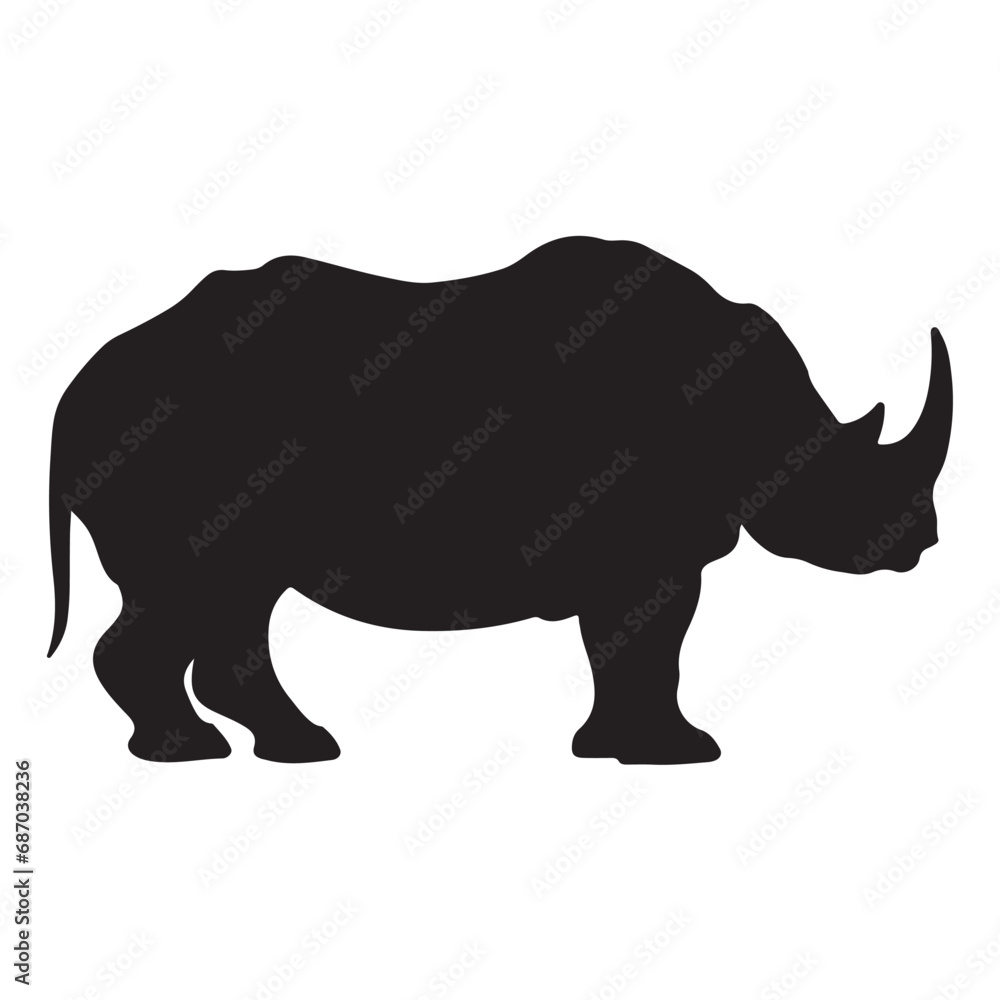 A black Silhouette rhinoceros animal vactor A black Silhouette rhinoceros animal vactor