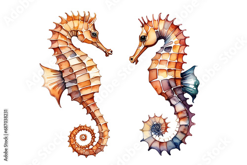 Seahorse on a white background.