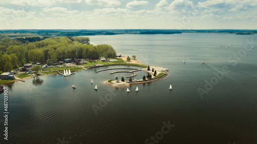 View from the height of the Yacht club on the Minsk Sea or the Zaslavsky reservoir near Minsk. Belarus photo