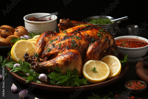 Piri Piri Chicken served on a luxurious plate photo