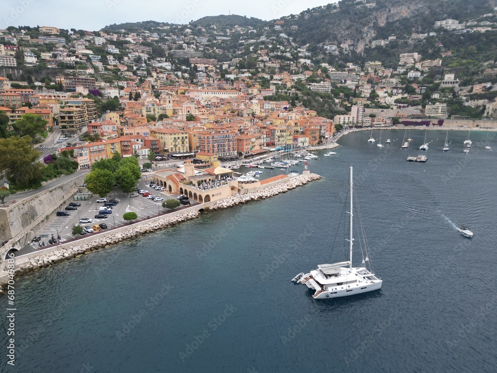Villefranche-sur-Mer France drone , aerial , view from air