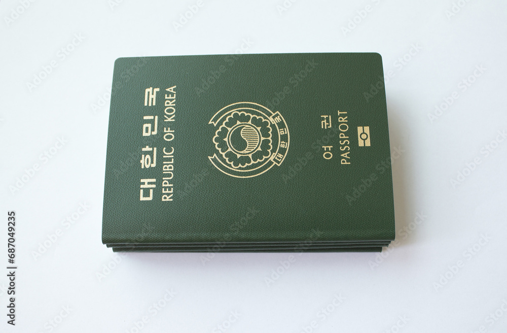 Republic of Korea passport isolated white background. Republic of Korea passport isolated white background.