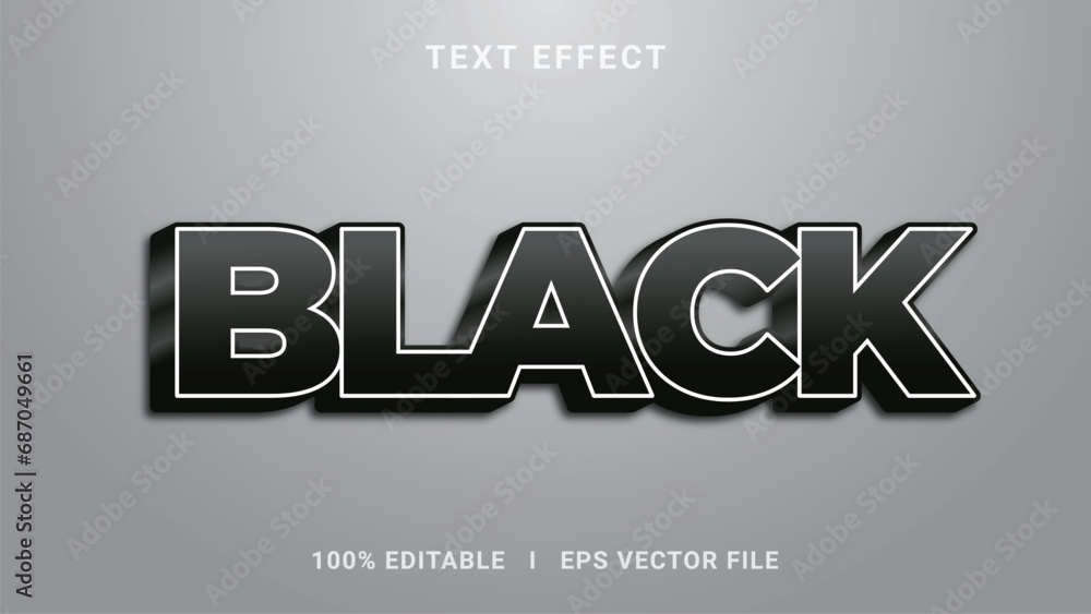 Best 3d editable black text effect vector graphic style