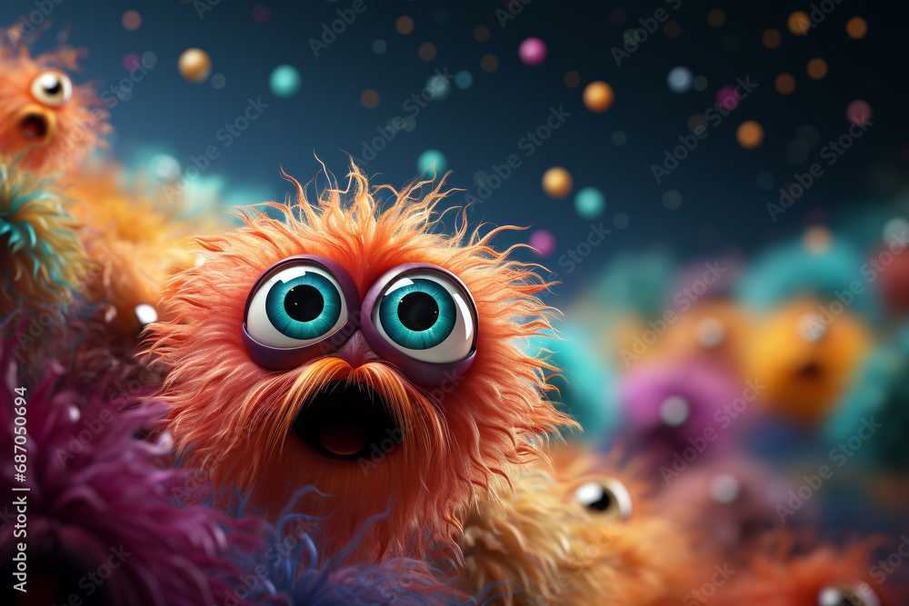 Funny orange monster with eyes and mouth. 3d illustration. Funny orange monster with eyes and mouth. 3d illustration.