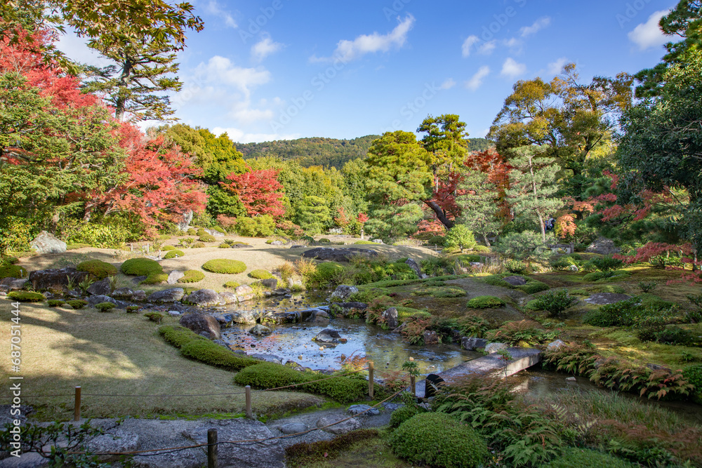 View of Murin-an Japanese garden with autumn leaves, Kyoto, Japan View of Murin-an Japanese garden with autumn leaves, Kyoto, Japan