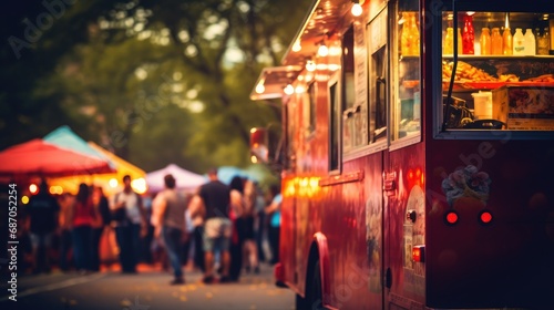 Food Truck in City Festival Selective Focus Photography photo