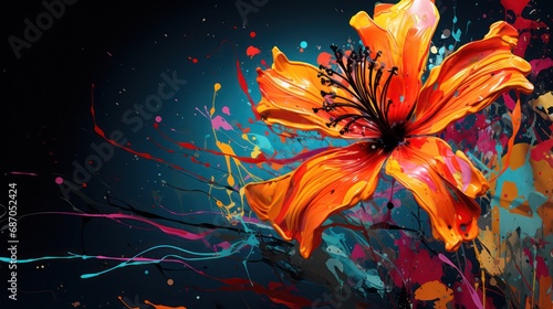 The beauty of contemporary floral art with this vivid brushstroke painting of flowers. Ideal for enhancing wall spaces, print designs, and artistic posters.