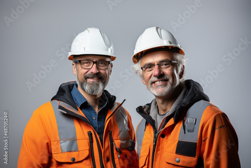 portrait of engineers smiling on a light background